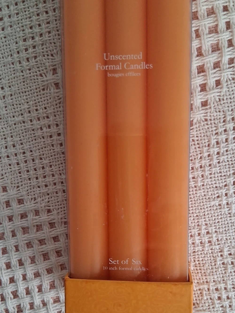 Unscented Orange Formal Taper Candles - Set of Six